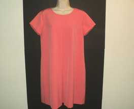 Vince Camuto Dress Size 10 Salmon Melon Color Short Sleeves Front Pleat - £18.63 GBP