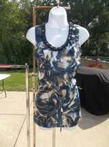 Nwot Alfani Blue&amp;Beige Print Chain Top 6 - $17.99