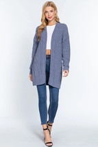 Women&#39;s Grey Blue Chenille Cardigan Sweater (L) - $34.16