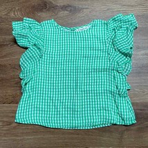 Tucker + Tate Green White Gingham Checked Ruffled Summer Top Size 4 Casual - £15.03 GBP