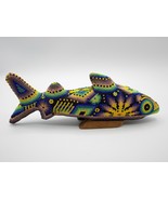 Vintage Huichol Fish Wood Micro Seed Beaded Art Mexican Folk Art - £113.26 GBP