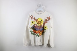 Vintage 90s Womens Large Spell Out Puff Paint Happy Halloween Sweatshirt USA - £47.70 GBP