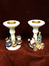 Cute Vintage Candlestick Holders Christmas Santa and Snow Man - $136.36