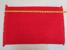 Red Vintage Hand or Kitchen Towel Textured Weave with Fringe 100% cotton - £5.18 GBP