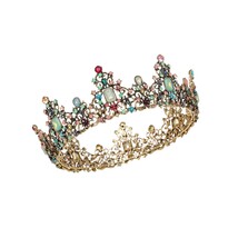 Jeweled Baroque Queen Crown - Rhinestone Wedding and - $91.68