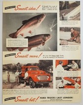 1949 Print Ad Ford Model F-5 Red Truck Stocking Colorado Rainbow Trout - £10.65 GBP