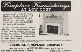 1937 Print Ad Fireplace Furnishings Andirons,Baskets,Mantels Colonial Chicago,IL - £7.10 GBP