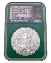 2021- (P) Silber American Eagle Notfall Produktion NGC MS69 Grün Halter T-1 - £79.79 GBP