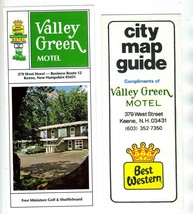 Valley Green Motel Brochure &amp; Keene New Hampshire Map 1960&#39;s Best Western - $17.82