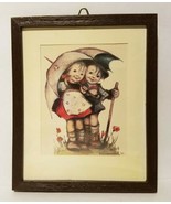 Vintage M.J. Hummel Mini Framed Art Picture Girl Boy Umbrella Ars West G... - £10.17 GBP