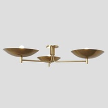 Three Light Mid Century Modern Raw Brass Sputnik chandelier light Flush ... - £314.54 GBP
