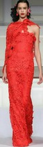$12,000 Oscar De La Renta Stunning Love Red Floral Lace Silk Runway Gown Us 14 - £3,921.72 GBP