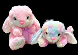 Pair MTY Int'l Small EASTER Bunny Rabbit Plush Stuffed Animals Pastel 7 Inch - £10.60 GBP