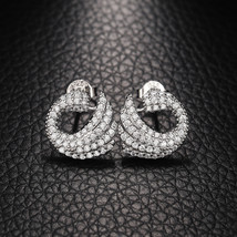 Design Swan Stud Earrings Luxury Full Inlaid Zircon Mosquito Coil Animal Earring - £7.97 GBP