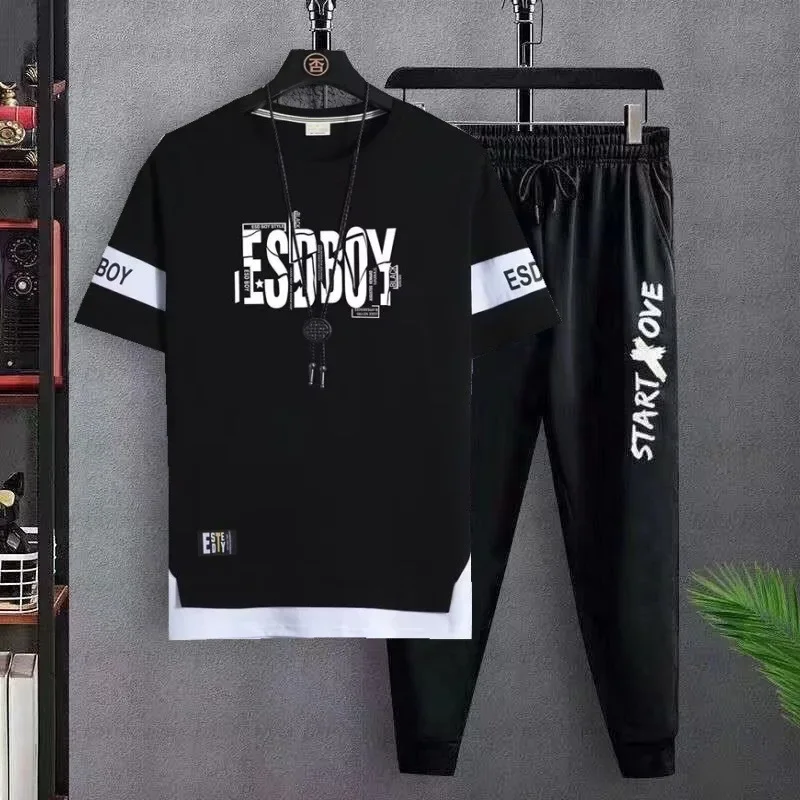 Men Pair Short+Shirt Sleeve Casual Trousers Sport Suits Loose Fit Suitsw... - $36.92 CAD