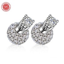 925 Sterling Silver Shamballa earring CZ Cubic Zirconium clear crystal DLES908 - £11.18 GBP