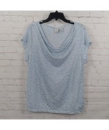 Joie Top Womens XL Blue Floral Linen Short Sleeve Drape Neck - $19.99