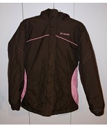 COLUMBIA GIRL&#39;S BROWN/PINK WINTER HOODED JACKET-18/20-NYLON SHELL/BACK F... - $35.56 CAD