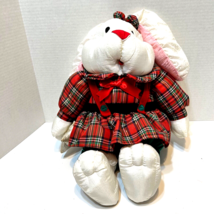 Vintage International Silver Co Nylon Plush Christmas Bunny Stuffed Animal 14&quot; - £18.78 GBP