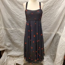 Vintage Nipon Boutique Women&#39;s Navy Dress with Red Spots - $59.39