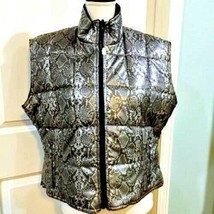 NEW Women&#39;s Boutique Vest Size XL Gray Snakeskin Pattern Reversible Zip ... - $16.29