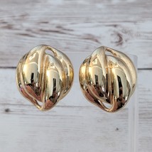 Vintage Clip On Earrings Extra Large Chunky Statement Gold Tone - £14.98 GBP