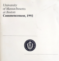 1992 University Of Massachusetts At Boston Commencement Program Booklet ... - $368.12 MXN