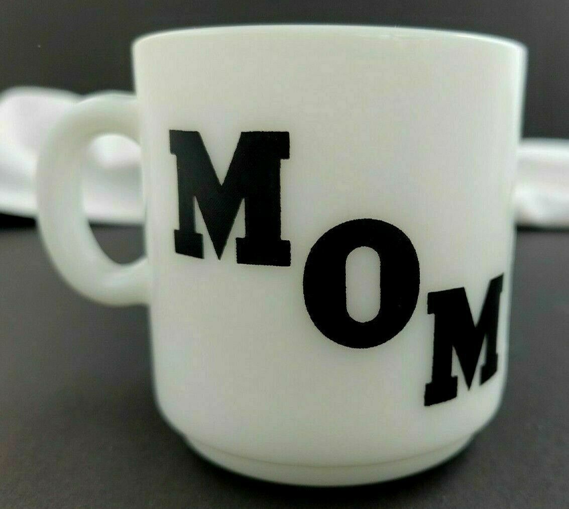 Primary image for Glasbake USA #11 Milk Glass MOM Coffee Mug 8oz w Poem Mothers Appreciation Gift