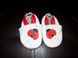 Red/Off White Soft Sole Leather W/Lady Bug Size 18/24 Months Shoes EUC - £13.42 GBP