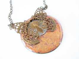 Oxidized Butterfly Polymer Clay chain Necklace casual Fashion Jewelry For women - £18.49 GBP