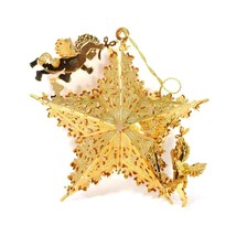 1998 Cherubs&#39; Star Danbury Mint Christmas Ornament Gold Plated - £18.29 GBP