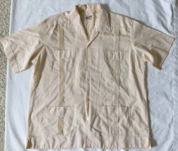 Vintage Maya Real Authentic Beige Pocket Beach Shirt Men&#39;s Sz 44 XXL - £11.93 GBP