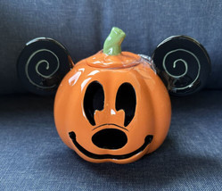 Disney Mickey Mouse Pumpkin Candle Votive Holder Jack-o-Lantern Hallowee... - £30.36 GBP