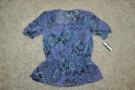 Womens Blouse Ab Studio 2 Pc Purple Black Tank Top &amp; Short Sleeve Top $42-sz  L - £10.25 GBP