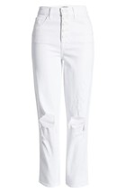 NWT 7 For All Mankind HW Cropped Straight in Royce Blanc White Button Jeans 27 - £41.24 GBP