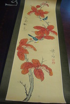 Japanese Kakemono (Hanging Scrolls) Kakeijku, birds in branch[*bookshelf] - £118.55 GBP