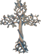 Top Brass Tree of Life Wall Cross 11 1/2&quot; - Decorative Spiritual Art Sculpture B - £32.84 GBP