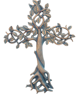 Top Brass Tree of Life Wall Cross 11 1/2&quot; - Decorative Spiritual Art Scu... - £32.83 GBP