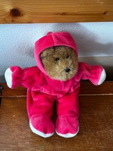 Brown Plush Teddy Bear in Bright Pink &amp; White Plush Easter Bunny Suit Stuffed - £7.42 GBP