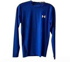 Under Armour Men&#39;s M Heat Gear Long Sleeve Shirt Athletic Fitted Top Blue - £15.68 GBP
