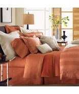 Sferra Celeste Paprika Twin Flat Sheet Orange Egyptian Cotton Percale Italy NEW - $99.00