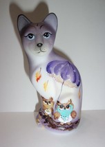 Fenton Glass Umbrella Owls Stylized Cat Figurine Ltd Ed GSE #4/36 M Kibbe - £170.19 GBP