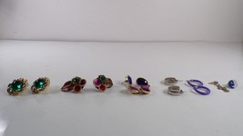 Fashion Jewelry Earrings Lot - 5 Pairs, 2 Single: Gold Tone Swirl, Hoop, Costume - £6.27 GBP