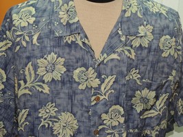 Men&#39;s XL Tommy Bahama Short Sleeve Hawaiian Shirt 100% Silk BLUE YELLOW ... - $15.29