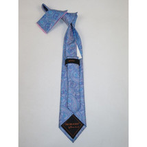 Mens Steven Land 100% Woven Silk Big Knot Tie and Hankie Set BW2436-16 Blue image 3