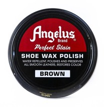 BROWN Paste SHOE WAX POLISH Leather Shoes Boot metal tin 3 oz ANGELUS 40... - $23.58