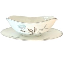 MCM Noritake China Corliss 5765 Foliage Gravy Boat White Platinum Trim Vintage - $19.79