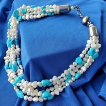 NATIVE American Artie Yellowhorse Turquoise Pearl Sterling 5 Strend Necklaces - $3,815.71 CAD