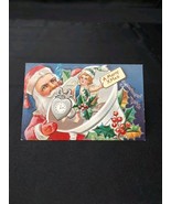 Old ca. 1910 Merry Christmas Santa Claus Embossed Postcard Sweetheart Se... - $9.49