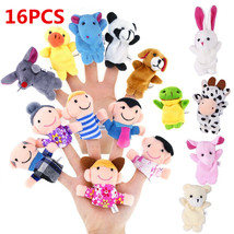16pcs Cartoon Animal Plush Finger Puppets Set Cute Dolls for Children, S... - £35.38 GBP